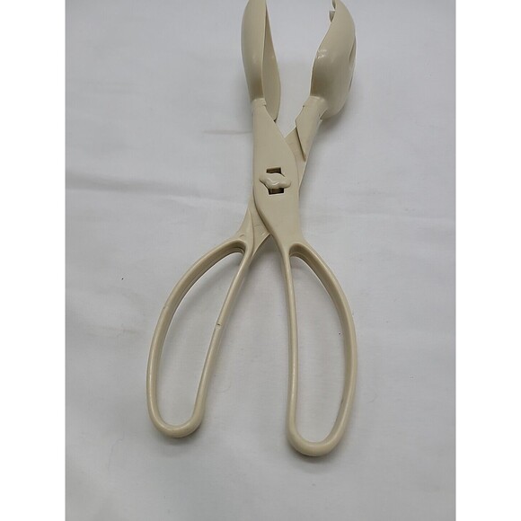Mid Century Salad Tongs Hard Plastic Beige Color 11”  Hong Kong - Picture 2 of 16